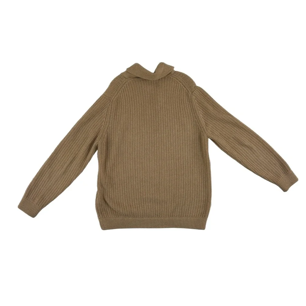 Duluth Trading Co Sweater Mens Size XLT Tall Tan Cotton Wool Ribbed Shawl Collar